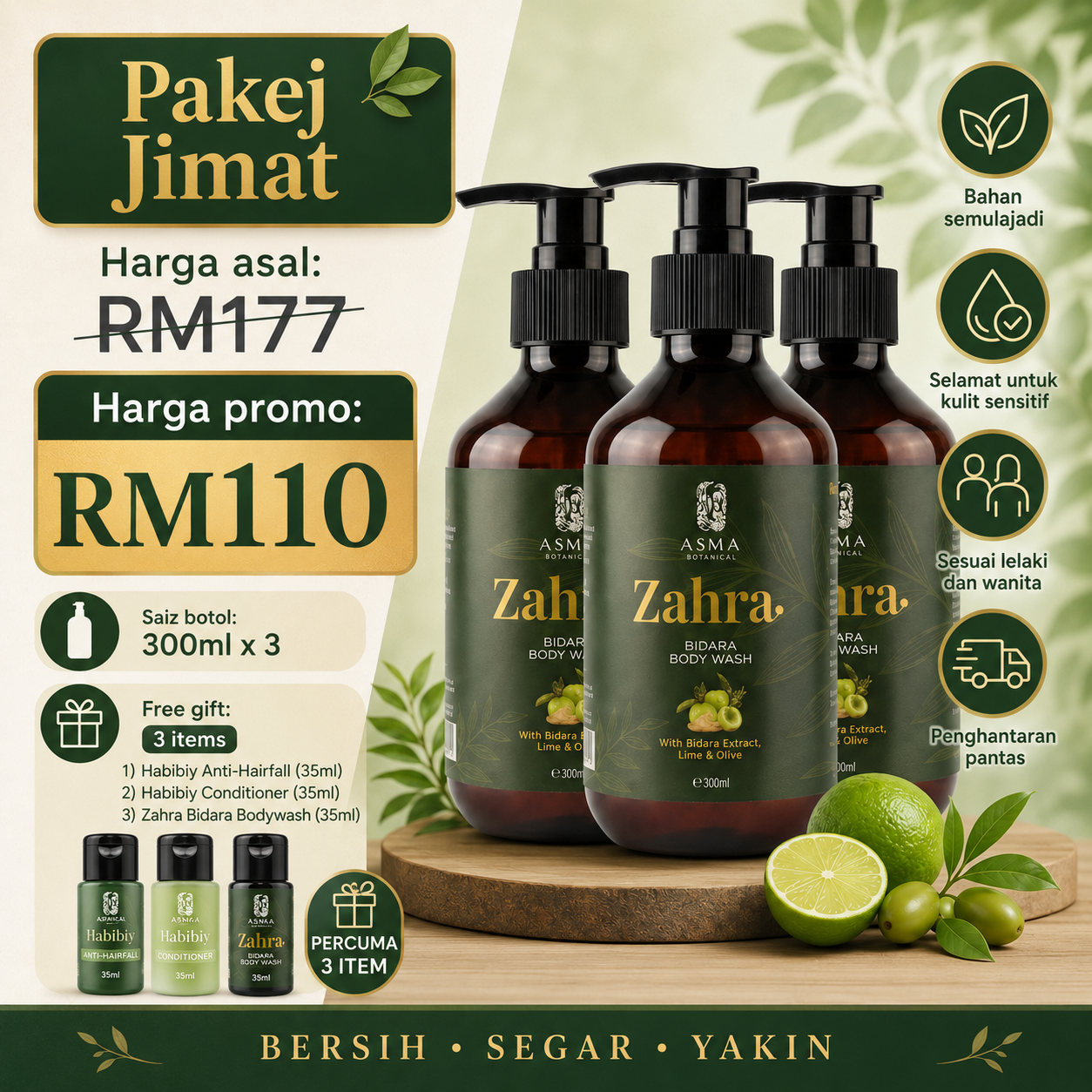 3 Botol Zahra Bidara - RM110